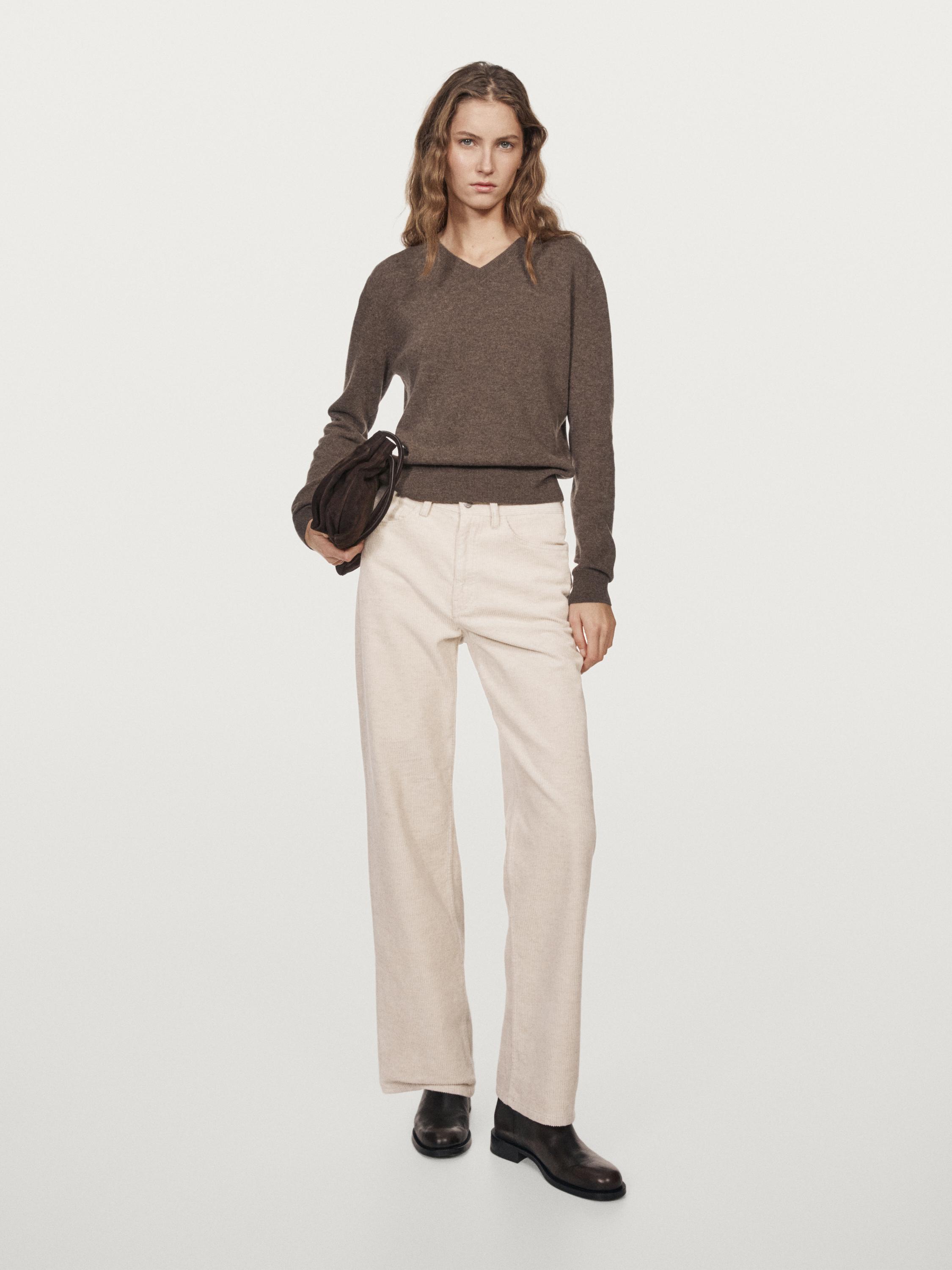 High-waist straight-leg corduroy trousers